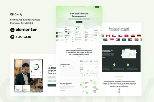 best finance app Elementor template kit instant download