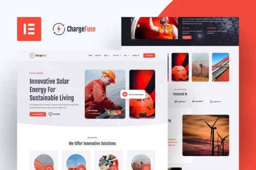 best ChargeFuse solar website template instant download