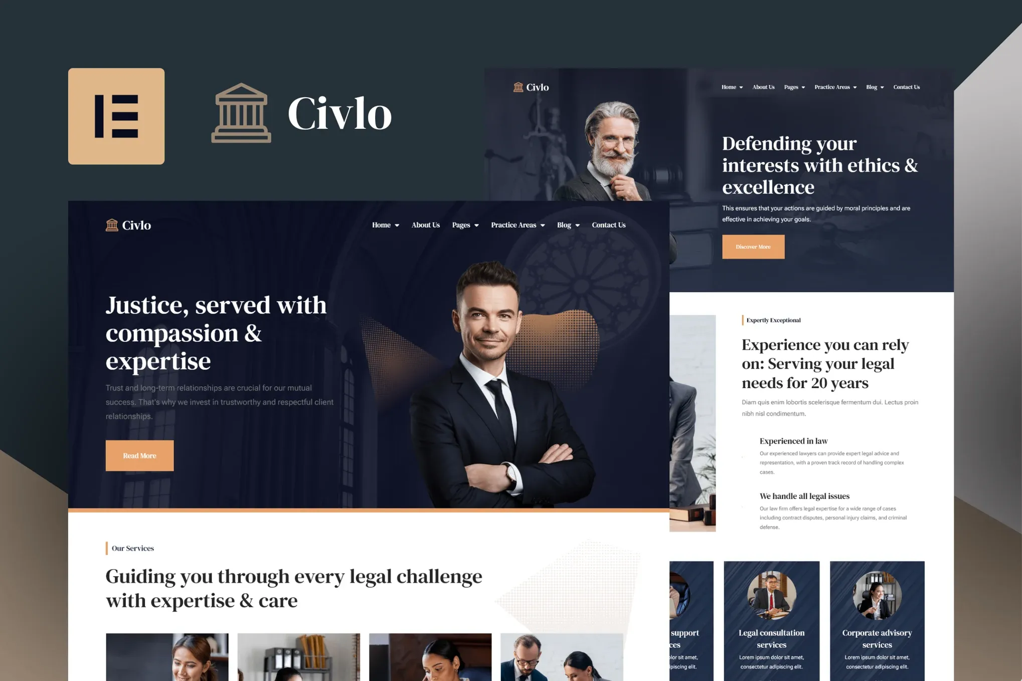 Civlo - Lawyer & Law Office Elementor Pro Template Kit best Civlo law firm website template instant download