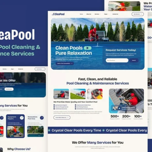 Cleapool - Swimming Pool Cleaning and Maintenance Service Elementor Template Kit