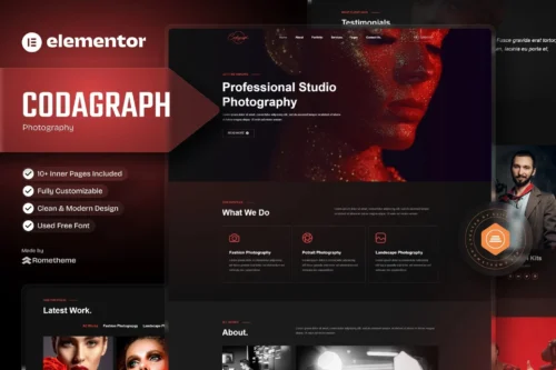 best photography portfolio Elementor template instant download
