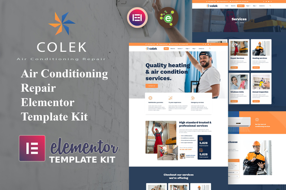 Colek - AC Repair Services Elementor Template Kit best AC repair website template instant download