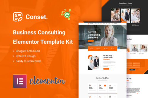 best business consulting elementor template kit download