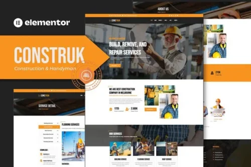 best Construction Elementor Template kit instant download