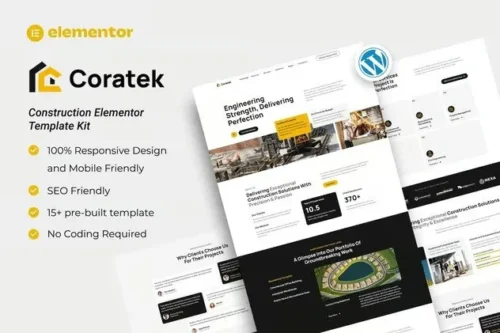 best Coratek construction Elementor template kit download