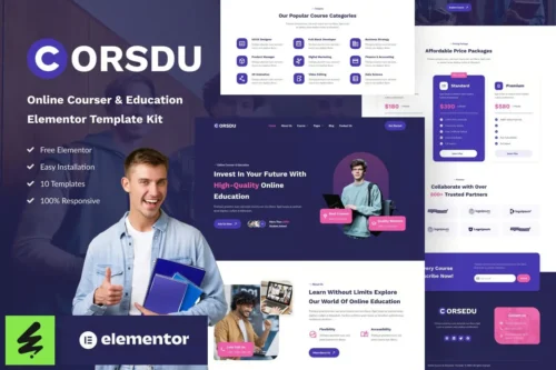best Corsdu education Elementor template kit download