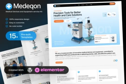 best medical equipment website template Elementor instant download