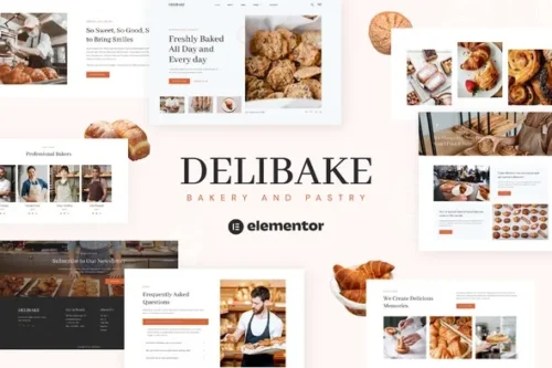 best Delibake bakery elementor template kit instant download