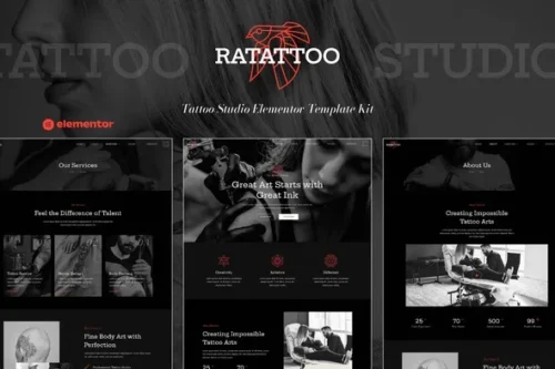 best tattoo studio Elementor template kit instant download