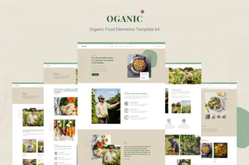 best organic food Elementor template kit instant download