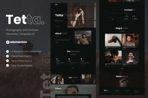 best photography portfolio Elementor template kit download