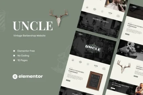 best barbershop Elementor template kit instant download