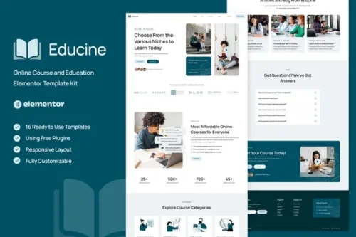 best Educine education website template instant download