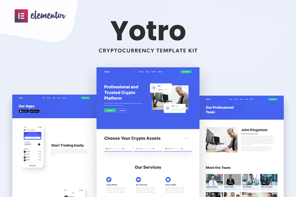 Yotro - Cryptocurrency Elementor Template Kit best cryptocurrency Elementor template kit instant download