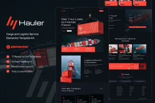 best cargo logistics Elementor template kit instant download