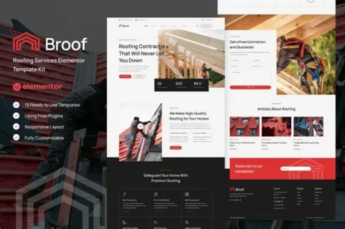 best roofing website template Elementor instant download