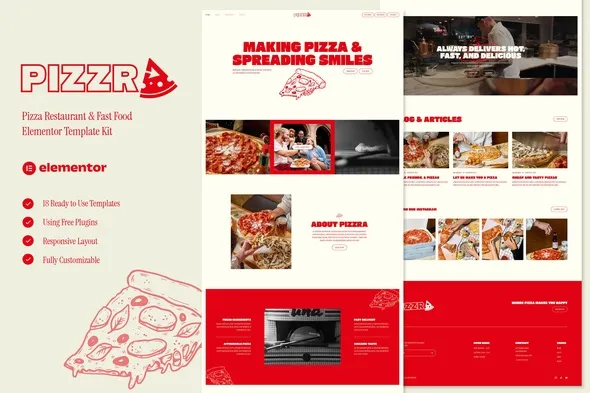Pizzra - Pizza Restaurant & Fast Food Elementor Template Kit best Pizzra pizza restaurant Elementor template kit download