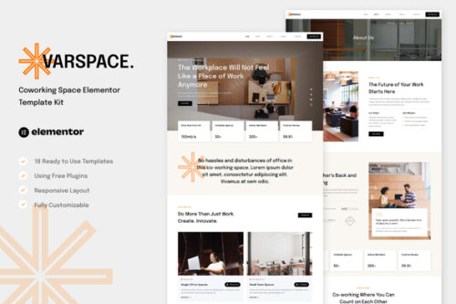 best coworking space Elementor template instant download