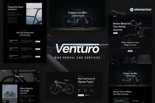best bike rental Elementor template kit instant download