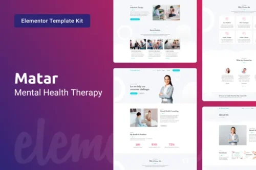 Premium mental health therapy Elementor template kit download