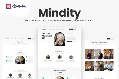 best psychologist Elementor template kit instant download