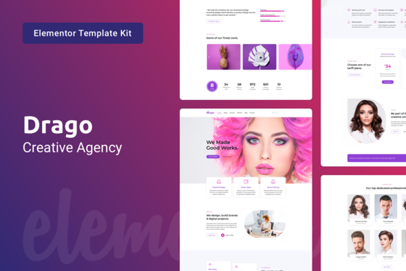 Drago - Creative Digital Agency Elementor Template Kit best Drago digital agency Elementor template download