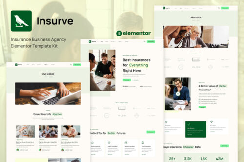 best insurance agency Elementor template for instant download