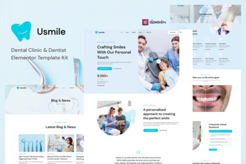 best dental clinic Elementor template kit instant download