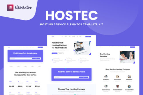 best hosting website template for Elementor instant download