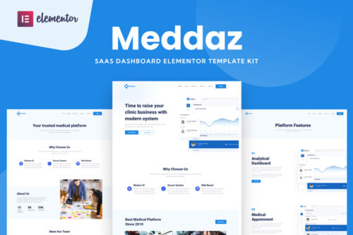 best medical SaaS dashboard Elementor template instant download