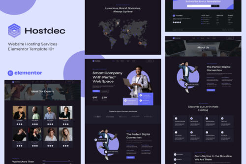 Hostdec web hosting Elementor template kit preview