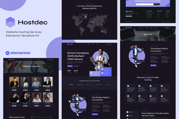 Hostdec - Website Hosting Services Elementor Template Kit Hostdec web hosting Elementor template kit preview