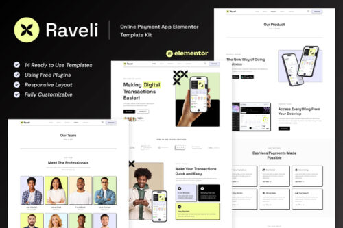 best Raveli fintech payment app Elementor template download