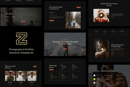 best photography portfolio Elementor template kit instant download