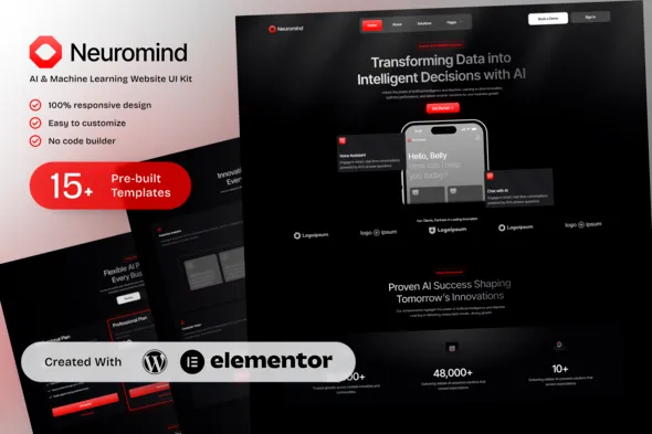 NeuroMind - AI & Machine Learning Elementor Template Kit best NeuroMind AI website template premium download