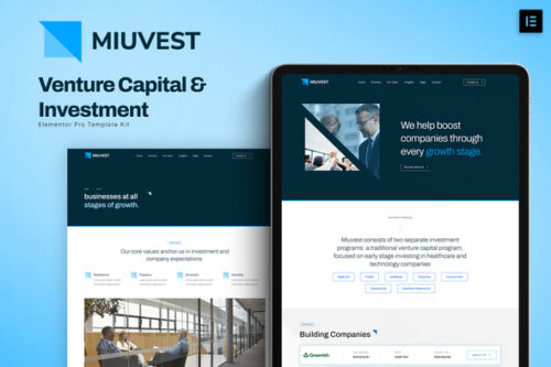 best venture capital Elementor template kit for instant download