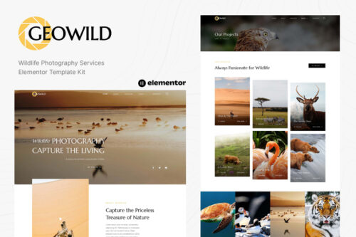 best wildlife photography Elementor template kit instant download