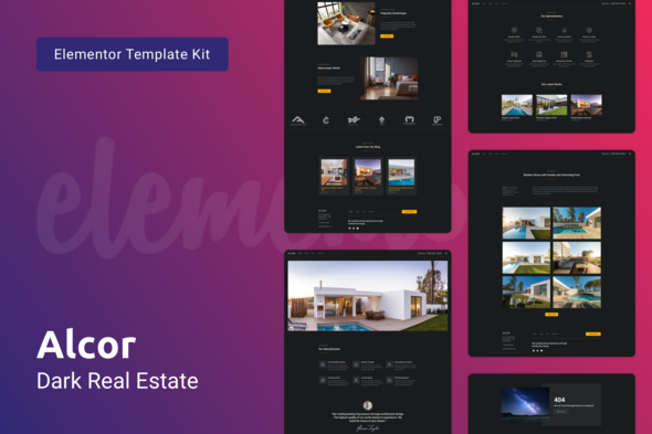 Alcor — Dark Real Estate Elementor Template Kit