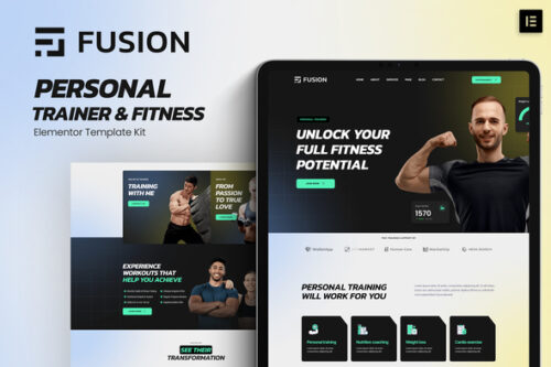 best personal trainer elementor template kit instant download
