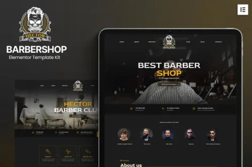 best Barbershop Elementor Template kit instant download