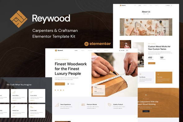 Reywood - Carpenter & Craftsman Elementor Template Kit best carpenter website template instant download