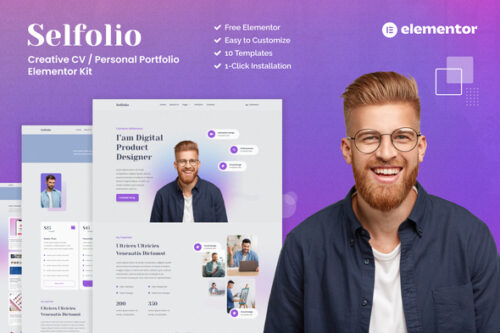 best Selfolio creative CV portfolio template download
