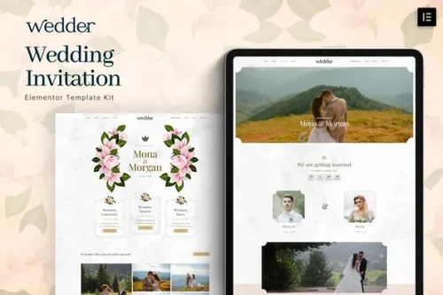 best wedding invitation elementor template kit instant download