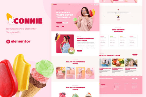 best ice cream shop elementor template instant download