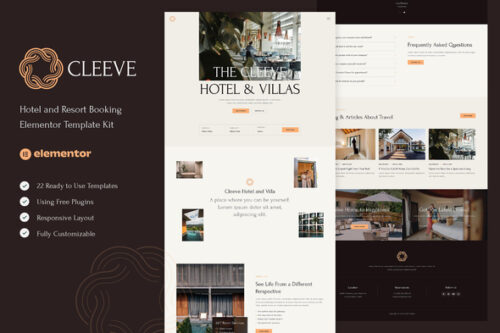 best hotel Elementor template kit for resorts download