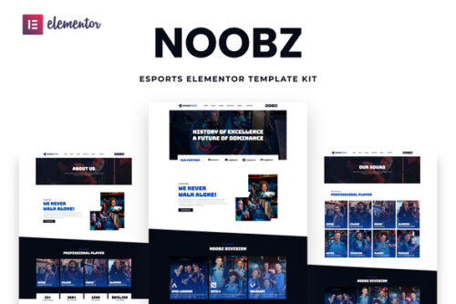 best Noobz esports website template for Elementor download