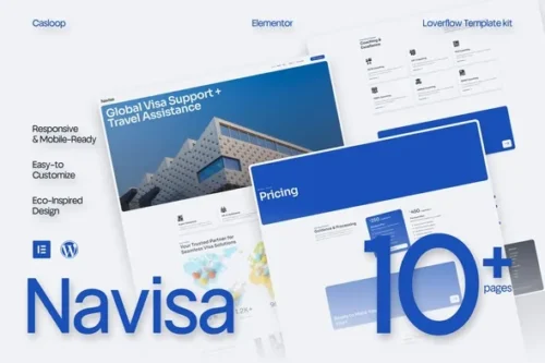 best visa agency Elementor template instant download