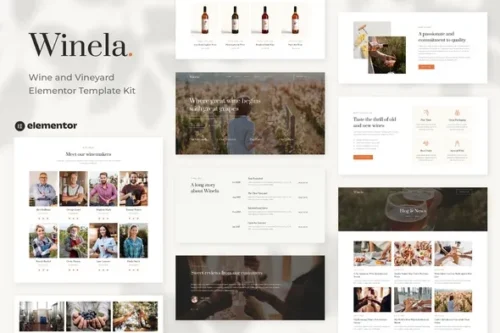 best premium wine Elementor template kit for vineyard websites download