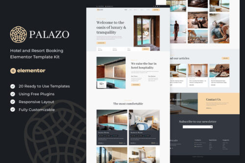 best hotel Elementor template kit instant download