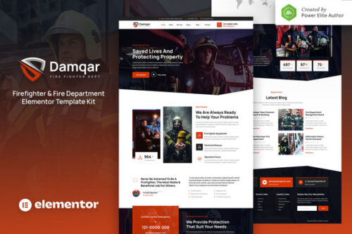 best firefighter Elementor template kit instant download